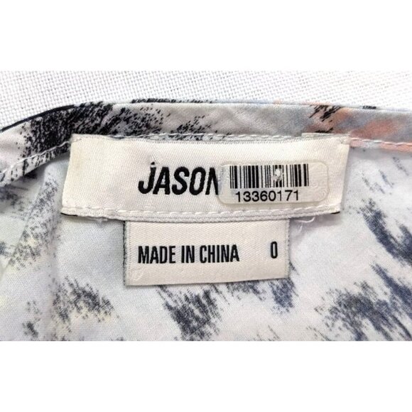 JASON WU 100% Cotton Blurred Magnolia Sleeveless Peplum Tie Blouse Size 0 - Picture 3 of 8